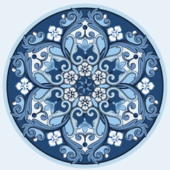 Wall Mural - Ethnic round ornamental mandala. Vector illustration