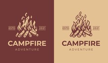 Campfire Andveture Vintage Logo Template. 