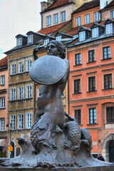 Canvas Print - Bronze statue of Mermaid in Warsaw, Poland