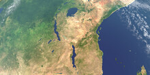 African Great Lakes In Planet Earth,  Aerial View From Outer Space