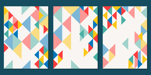 Wall Mural - abstract background set with triangle geometric shapes. business pattern design. contemporary cover,