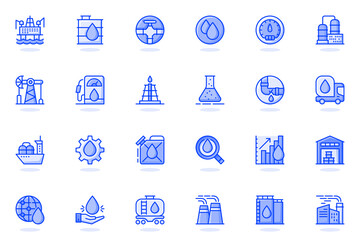 Leinwandbilder - Industry web flat line icon. Bundle outline pictogram of Gas and petrol, global energy, fuel transportation, station, mining, production concept. Vector illustration of icons pack for website design