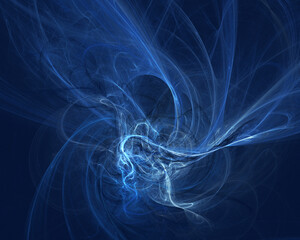 Wall Mural - Abstract blue 3d rushing cosmic substance in dark. Technological innovation or space research surreal representation. Great as background, cover, design element or wallpaper.
