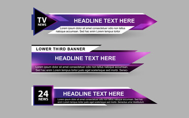 Wall Mural - set collection vector of broadcast news lower thirds template layout design banner for bar headline 