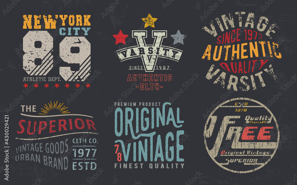 Vintage design print for t-shirt stamp, tee applique, fashion typography, badge, label clothing, jeans, and casual wear. Vector illustration