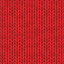 Realistic Knit Texture, Knitted Seamless Pattern Or Red Wool Knitwear Ornament