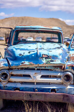 Old Junked Retro Truck From A Junk Yard.