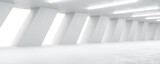 Fototapeta Do przedpokoju - abstract modern white concrete open building with bright day lighting 3d render illustration