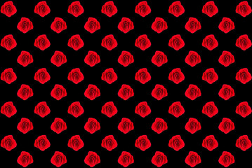 Wall Mural - A beautiful red rose patterned background on black