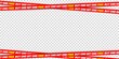 Sale buy one get one free red crossed tape border design. Graphic element with stripe like restriction police awareness zone sign for marketing advertising great discount offer vector illustration