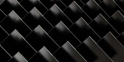 dark abstract black squares geometric pattern shapes 3d render illustration wallpaper background