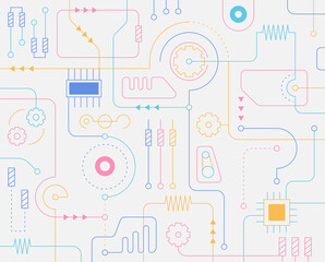 Wall Mural - the lines of the digital network concept are systematically connected. simple pattern design templat