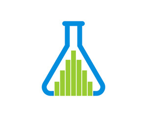 Sticker - Laboratory test tube with chart growth up in the middle