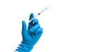 Fototapeta  - Hand holding syringe with vaccine against corona virus.