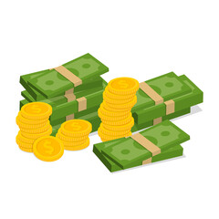 Wall Mural - Concept of big money. Big pile of cash. Hundreds of dollars. Vector illustration.