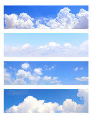 Canvas Print - Collection of horizontal banner with white clouds in the blue sky