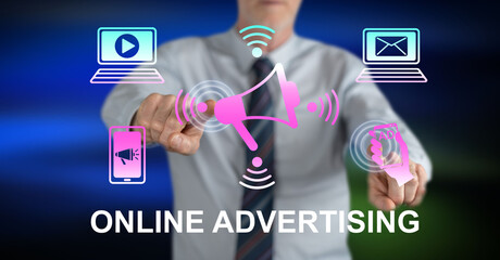 Poster - Man touching an online advertising concept