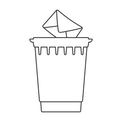 Wall Mural - Can trash vector outline icon. Vector illustration can trash on white background. Isolated outline illustration icon of garbage basket.