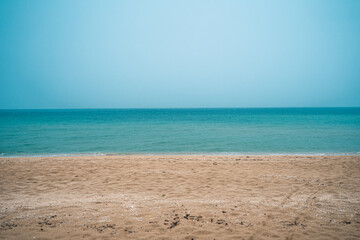 The beach on the island on a rainy day