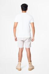 Wall Mural - White t-shirt and shorts men's basic wear rear view