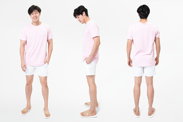 Wall Mural - Pink t-shirt and shorts men's basic wear full body