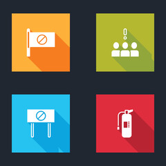 Poster - Set Protest, Crowd protest, and Fire extinguisher icon. Vector