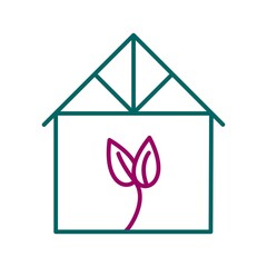 Canvas Print - Unique Green House Vector Line Icon