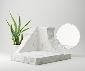 Abstract background for cosmetic product display, stone podium minimal background