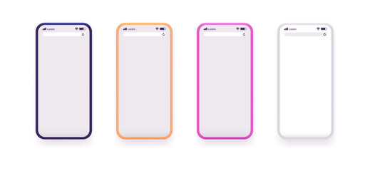 Poster - Vector Smartphones collection - Set of mobile phones in different colours with blank screens.