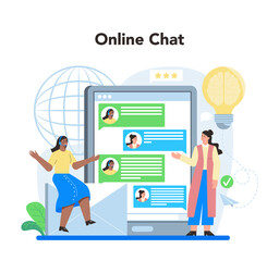 Sticker - call center or technical support concept. idea of customer service.