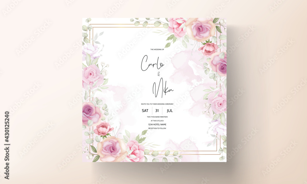 Elegant soft floral wedding invitation card design Stock Vector | Adobe ...