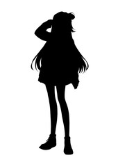 Sticker - silhouette illustration of a girl in anime style