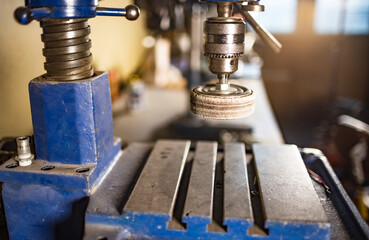 Wall Mural - Drilling machine at the workplace in workshop