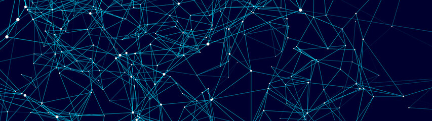 Wall Mural - Abstract digital background of points, lines and triangles. Glowing plexus. Big data. Network or connection. Abstract technology science background. 3d vector illustration.