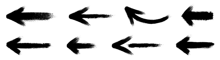 Wall Mural - grunge arrows collection. set of hand drawn grunge arrow. grungy brushes realistic. black sketch han