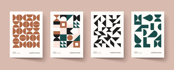 Trendy covers design. Minimal geometric shapes compositions. Applicable for brochures, posters, covers and banners.