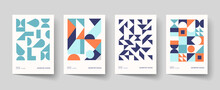 Trendy Covers Design. Minimal Geometric Shapes Compositions. Applicable For Brochures, Posters, Covers And Banners.