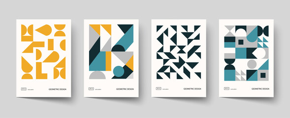 Trendy covers design. Minimal geometric shapes compositions. Applicable for brochures, posters, covers and banners.
