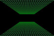 © Mykola - Green retro-futuristic 80s glowing synthwave cyberpunk grid background with copy space