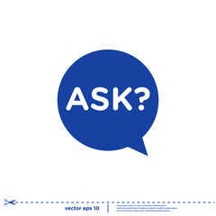 Sticker - ask icon in bubble speech simple design element