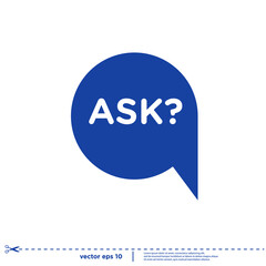 Sticker - ask icon in bubble speech simple design element