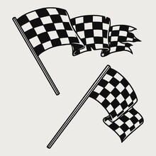 Two Racing Checkered Flags Vintage Concept