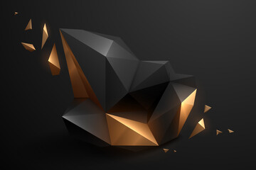 Wall Mural - abstract black and gold geometric objects
