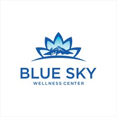 Wall Mural - blue sky mountain logo design for wellness center business company