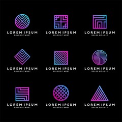 Wall Mural - Geometric Logo Template With Gradient Colour