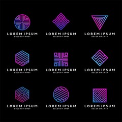 Wall Mural - Geometric Shape Logo Design Vector Set