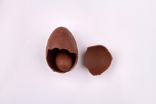 Chocolate Eggs On White Background.