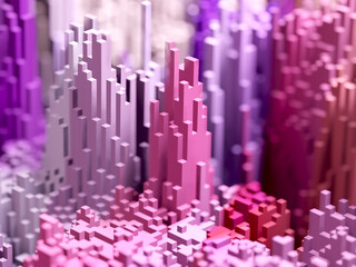 Voxel colourful abstract background Illuminated cubes 3D render. Business, science and technology concept background