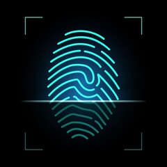 Leinwandbilder - Fingerprint scanner, biometric access control, digital security and identification, vector. Finger print scan on digital reader screen for biometric identity, data access with fingerprint signature