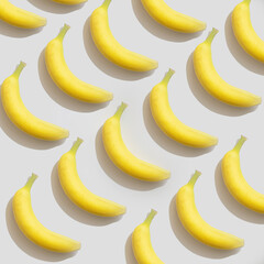 Wall Mural - bananas pattern on a white background.lay top view concept